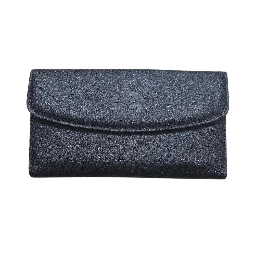 Buxton Black Leather Organizer Wallet Retro Travel Clutch Minimalist